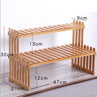 Thumbnail for 2 Tier Bamboo Plant Stand Shelves Flower Pot Rack Garden Indoor Outdoor Patio