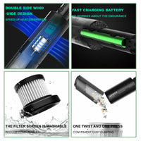 Thumbnail for Wireless Charge 6000Pa Suction Powerful Portable Car Vacuum Cleaner Home Duster(Black)