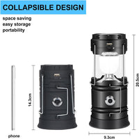 Thumbnail for LED Camping Lamp Solar Powered Rechargeable USB Torch Waterproof Emergency Light Lantern