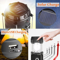 Thumbnail for LED Camping Lamp Solar Powered Rechargeable USB Torch Waterproof Emergency Light Lantern