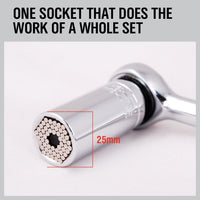 Thumbnail for 3Pc Universal Socket Wrench Set Power Drill Adaptor Gator Grip Size 7mm to 19mm