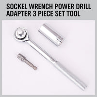 Thumbnail for 3Pc Universal Socket Wrench Set Power Drill Adaptor Gator Grip Size 7mm to 19mm