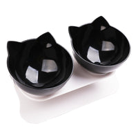 Thumbnail for Black Double Cat Bowl Pet Bowl Stand Dog Elevated Feeder Food Water Raised Lifted