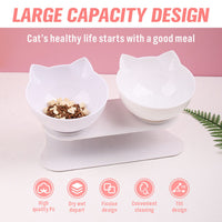 Thumbnail for Black Double Cat Bowl Pet Bowl Stand Dog Elevated Feeder Food Water Raised Lifted