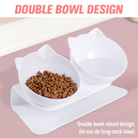 Thumbnail for Black Double Cat Bowl Pet Bowl Stand Dog Elevated Feeder Food Water Raised Lifted