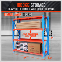 Thumbnail for 2mx2m Steel Racks Shelves Garage Storage Warehouse Tyre Shelving 1000 Capacity