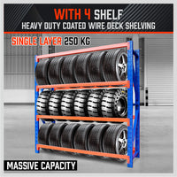 Thumbnail for 2mx2m Steel Racks Shelves Garage Storage Warehouse Tyre Shelving 1000 Capacity