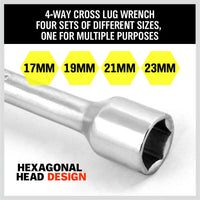 Thumbnail for 20” Wheel Brace Spanner 4-way Cross Wrench Car Tyre Nut 17 19 21 23mm Socket