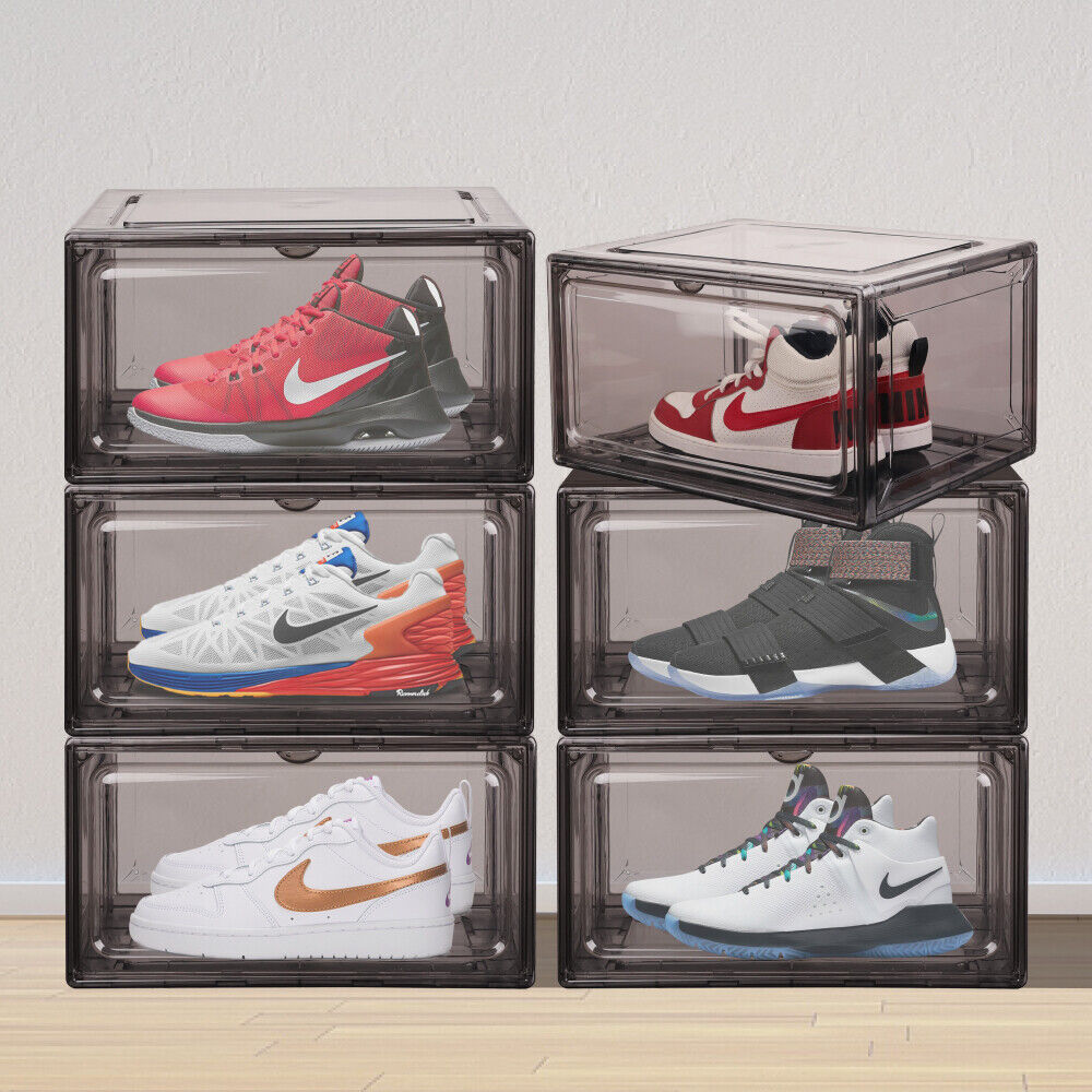 10Pcs Premium Acrylic Shoe Box Sneaker Display Storage Case  Boxes Magnetic Door Au