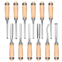 Thumbnail for 12Pc Wood Carving Chisel Set Knife High Carbon Steel Woodworking Rolling Pouch