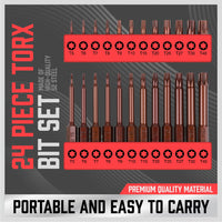 Thumbnail for 24Pc Torx Bit Set Star Head Screwdriver Bit Long Security Temper Proof T5-T40