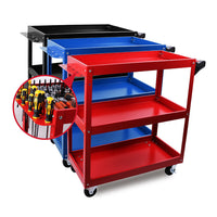 Thumbnail for Blue 3-Tier Tool Cart Trolley Toolbox Workshop Garage Storage 150KG Organizer Garage