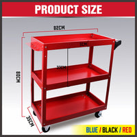 Thumbnail for Blue 3-Tier Tool Cart Trolley Toolbox Workshop Garage Storage 150KG Organizer Garage