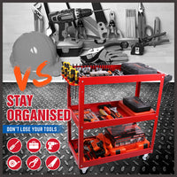 Thumbnail for Blue 3-Tier Tool Cart Trolley Toolbox Workshop Garage Storage 150KG Organizer Garage