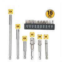 Thumbnail for 16Pc Socket Bit Adaptor Set Power Drill Nut Driver Extension Screwdriver Bits