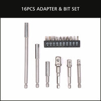 Thumbnail for 16Pc Socket Bit Adaptor Set Power Drill Nut Driver Extension Screwdriver Bits