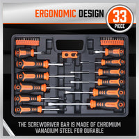 Thumbnail for 33Pc Magnetic Screwdriver Set Phillips Slotted Pozidrive Torx Power Bits Holder