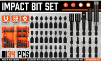 Thumbnail for 34Pc Impact Screwdriver Bit Set Nut Driver Magnetic Drill Holder Quick Release