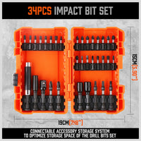 Thumbnail for 34Pc Impact Screwdriver Bit Set Nut Driver Magnetic Drill Holder Quick Release