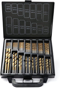 Thumbnail for 99Pc Drills Set HSS Titanium Coated Wood Plastic Metal Metric 1.5-10mm With Case