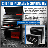 Thumbnail for 7 Drawer Tool Box Chest Cabinet Trolley Toolbox Garage Storage Lockable Blue