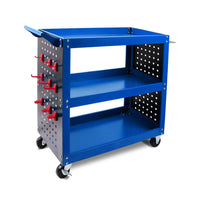 Thumbnail for Blue 3-Tier Tool Cart Storage Trolley Toolbox Workshop Garage Organiser 150kg Blue