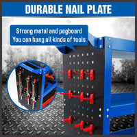 Thumbnail for Blue 3-Tier Tool Cart Storage Trolley Toolbox Workshop Garage Organiser 150kg Blue