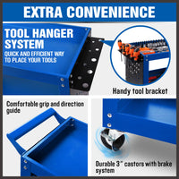 Thumbnail for Blue 3-Tier Tool Cart Storage Trolley Toolbox Workshop Garage Organiser 150kg Blue