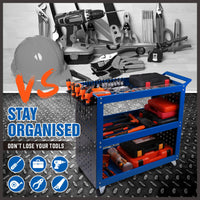 Thumbnail for Blue 3-Tier Tool Cart Storage Trolley Toolbox Workshop Garage Organiser 150kg Blue