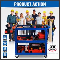 Thumbnail for Blue 3-Tier Tool Cart Storage Trolley Toolbox Workshop Garage Organiser 150kg Blue