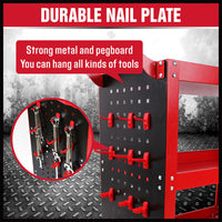 Thumbnail for Red 3-Tier Tool Cart Storage Trolley Toolbox Workshop Garage Organiser 150kg Red