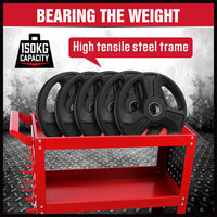 Thumbnail for Red 3-Tier Tool Cart Storage Trolley Toolbox Workshop Garage Organiser 150kg Red