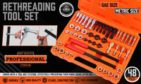 Thumbnail for 48-Pieces SAE and Metric Thread Restorer Kit Fractional Metric Thread Restorer