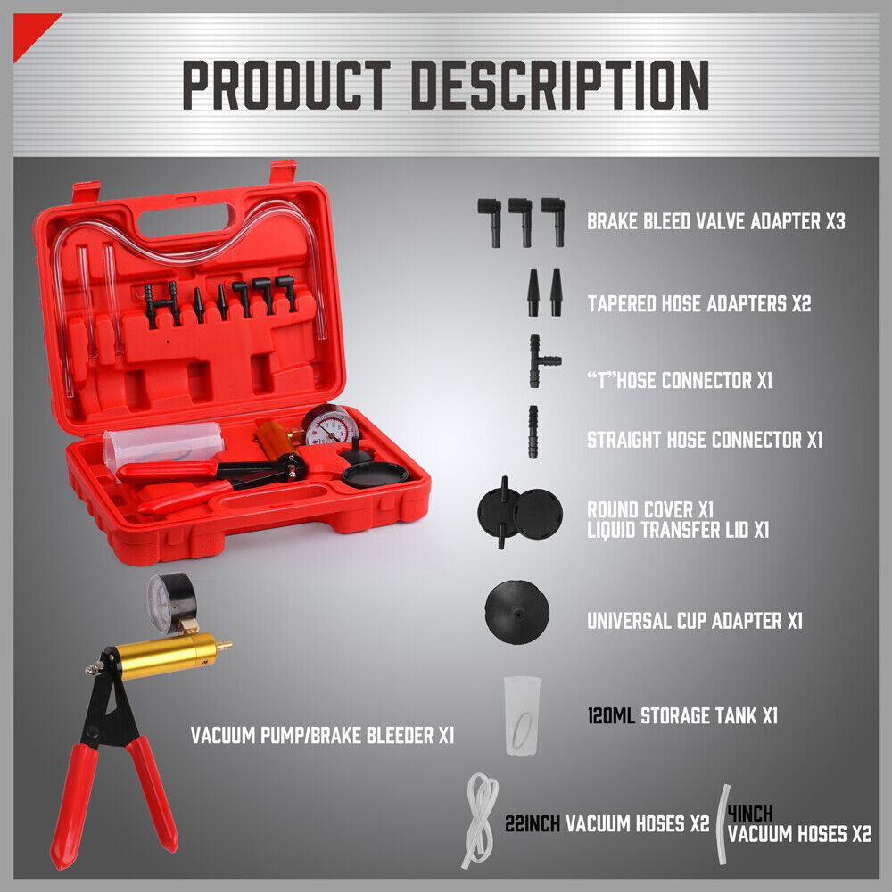 HORUSDY Hand Held Vacuum Pump Brake Bleeder Pressure Tester Vacuum Gauge Kit