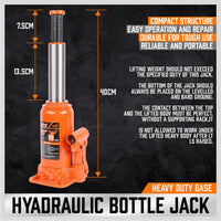 Thumbnail for 10 Ton Hydraulic Bottle Jack w/Safety Valve Car Van Truck Caravan Lift SUV 4WD