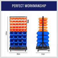 Thumbnail for 92-Piece Bin Mobile Garage Storage Bin Rack Heavy-Duty Tool Organizer with Swivel Wheels