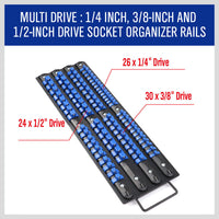 Thumbnail for 80 Socket Storage Rail Mixed Organizer Rack Holder Ball Locking 1/4