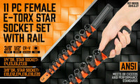 Thumbnail for 11Pc E-Torx Socket Set Female External Star Type E4-E20 3/8