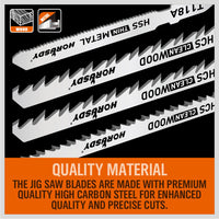 Thumbnail for 25Pc T-shank Jig Saw Blades Set For Wood Plastic Metal Sheet Cutting BIM HSS HCS