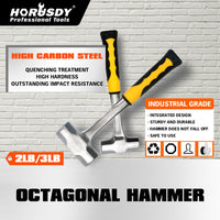 Thumbnail for 2LB+3LB Steel Hammer Double Octagonal Heavy Duty Solid Forged Rubber Grip Handle