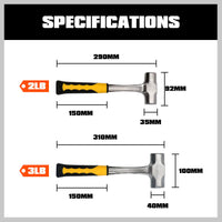 Thumbnail for 2LB+3LB Steel Hammer Double Octagonal Heavy Duty Solid Forged Rubber Grip Handle