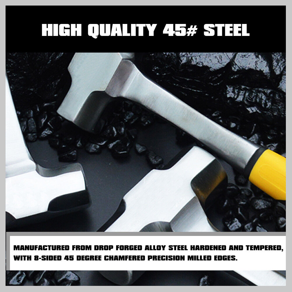 2LB+3LB Steel Hammer Double Octagonal Heavy Duty Solid Forged Rubber Grip Handle