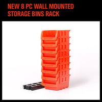 Thumbnail for NEW 8 PC Wall Mounted Storage Bins Rack Set Nuts Bolts Organizer Parts 97903