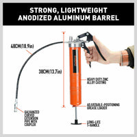 Thumbnail for 18'' Manual Pistol Grip Grease Gun Flow Pressure 4500PSI Flexi Hose & Coupler