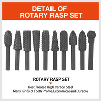 Thumbnail for 10Pc Rotary Bits Set Router Drill Bit Burr Wood Rasp File Drill Bits Wood Timber