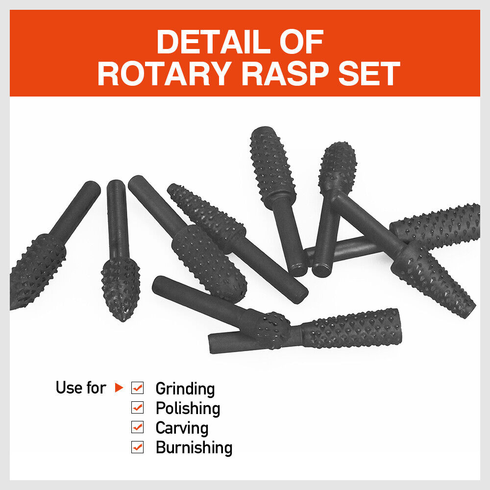 10Pc Rotary Bits Set Router Drill Bit Burr Wood Rasp File Drill Bits Wood Timber