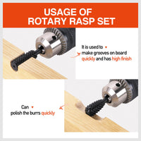 Thumbnail for 10Pc Rotary Bits Set Router Drill Bit Burr Wood Rasp File Drill Bits Wood Timber