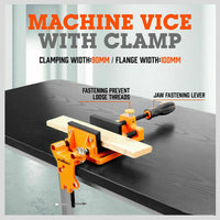 Thumbnail for 90mm Drill Press Bench Vice Quick Release Clamp Jaw Soft Grip Hand Pads Woodwork