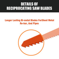 Thumbnail for 10Pc Reciprocating Saw Blades Set For Wood Metal Timber Demolition Cutting Tool