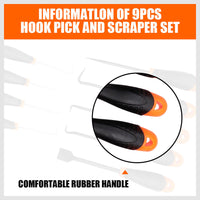 Thumbnail for 9pc Hook and Pick Tool Set Scraper ,Large Full & Small Mini Size Non-slip Handle